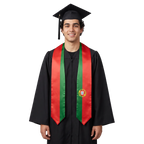Portugal graduation stole featuring a Portuguese flag sash, perfect for graduation ceremonies and cultural celebrations.