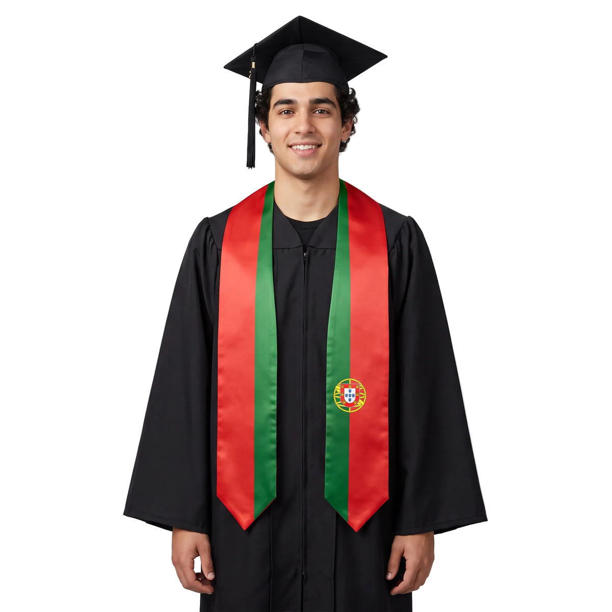 Portugal graduation stole featuring a Portuguese flag sash, perfect for graduation ceremonies and cultural celebrations.