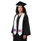 Puerto Rico international graduation stole featuring a Puerto Rican flag patch, perfect for graduation ceremonies and cultural celebrations.