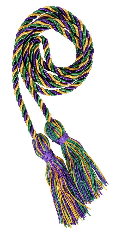 Purple, Emerald Green, and Gold Three Color Graduation Honor Cord