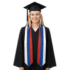 Russia international patch graduation stole featuring a Russian flag patch, perfect for graduation ceremonies and cultural celebrations.