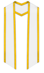 White Slanted Graduation Stole with Gold Trim