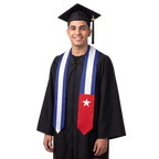 Cuba graduation stole featuring the Cuban flag, perfect for graduation ceremonies and cultural celebrations.⠋
