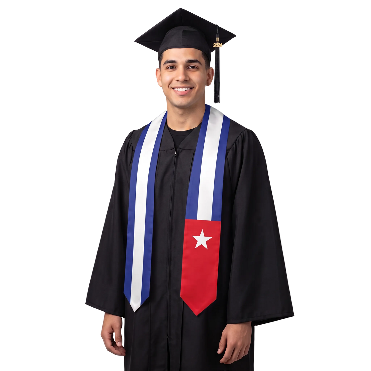 Cuba graduation stole featuring the Cuban flag, perfect for graduation ceremonies and cultural celebrations.⠋