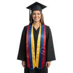 Venezuela international patch graduation stole featuring a Venezuelan flag patch, perfect for graduation ceremonies and cultural celebrations.