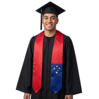 Samoa international patch graduation stole featuring a Samoan flag patch, perfect for graduation ceremonies and cultural celebrations.
