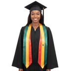Senegal international patch graduation stole featuring a Senegalese flag patch, perfect for graduation ceremonies and cultural celebrations