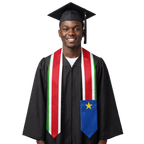 South Sudan international patch graduation stole featuring a South Sudanese flag patch, perfect for graduation ceremonies and cultural celebrations.