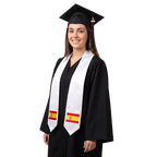 Spain international patch graduation stole featuring a Spanish flag patch, perfect for graduation ceremonies and cultural celebrations.