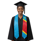 Republic of the Congo graduation stole featuring a Republic of the Congo flag sash, perfect for graduation ceremonies and cultural celebrations.