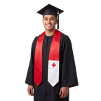 Tonga international patch graduation stole featuring a Tongan flag patch, perfect for graduation ceremonies and cultural celebrations.
