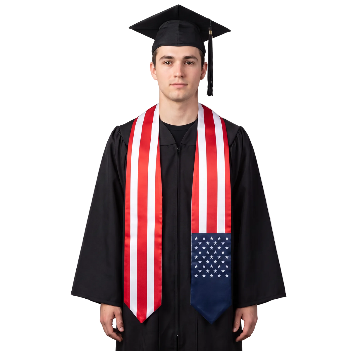 USA graduation stole featuring the American flag, perfect for graduation ceremonies and cultural celebrations.
