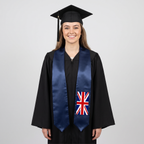 United Kingdom graduation stole featuring a Union Jack flag sash, perfect for graduation ceremonies and cultural celebrations.