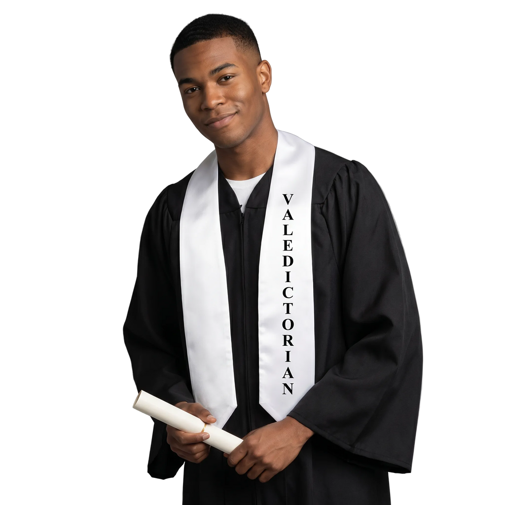 White Valedictorian Graduation Stole – Satin Honor Sash for Ceremony