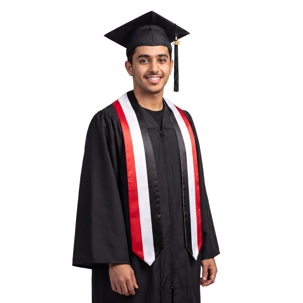 Yemen graduation stole featuring a Yemeni flag sash, perfect for graduation ceremonies and cultural celebrations.