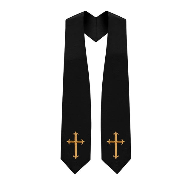 Black Choir Stole with Crosses - Stoles.com