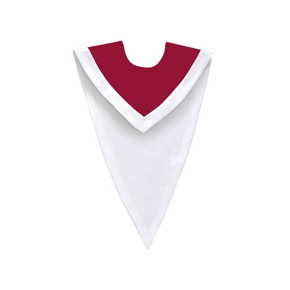 Maroon/White V-Neck Choir Stole - Stoles.com