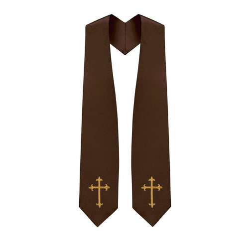 Brown Choir Stole with Crosses