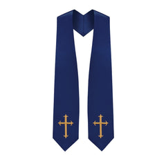 Navy Blue Choir Stole with Crosses - Stoles.com