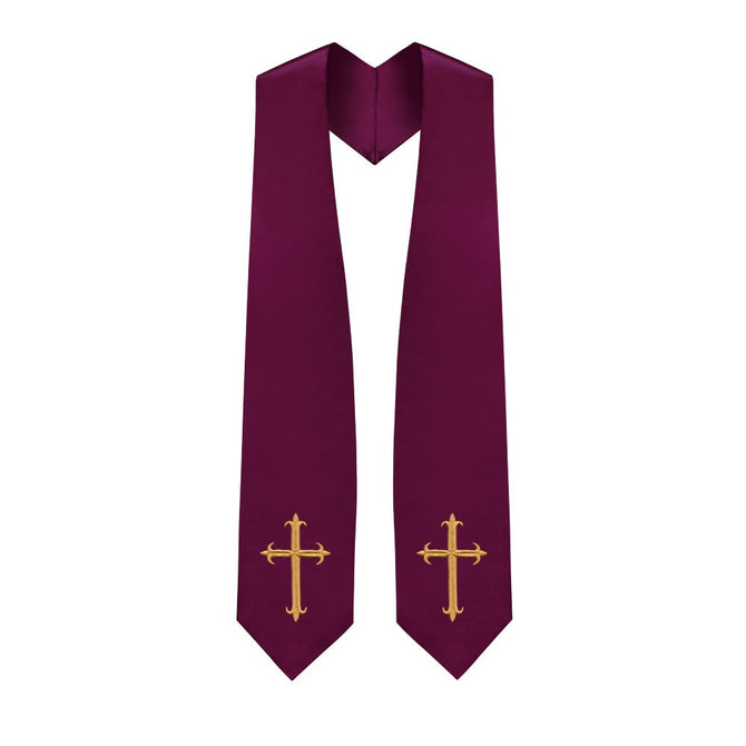 Maroon Choir Stole with Crosses - Stoles.com