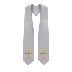 Silver Choir Stole with Crosses - Stoles.com