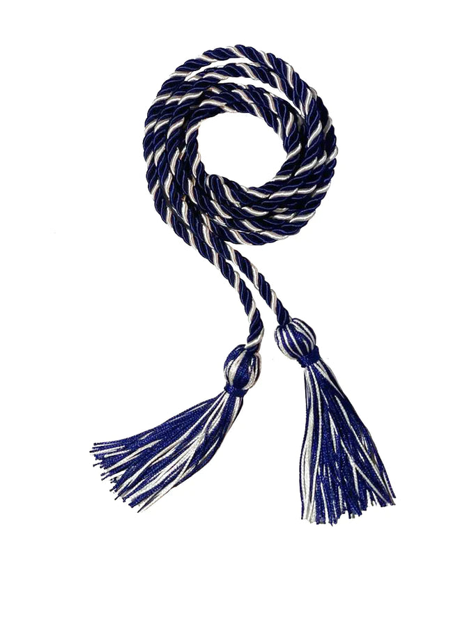 Navy Blue and White Intertwined Honor Cord Graduation Honor Cord - College & High School Honor Cords