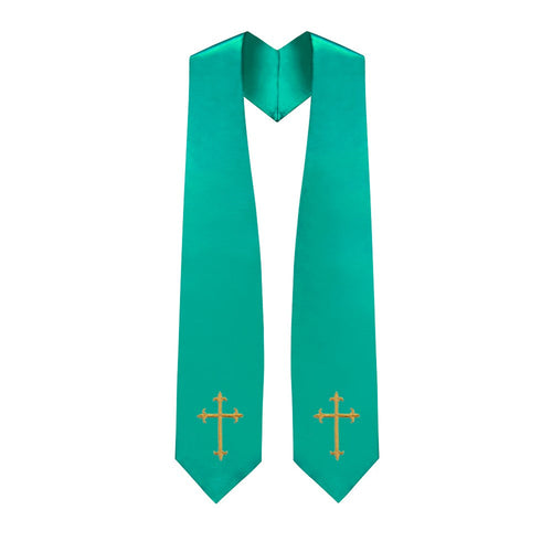 Emerald Green Choir Stole with Crosses