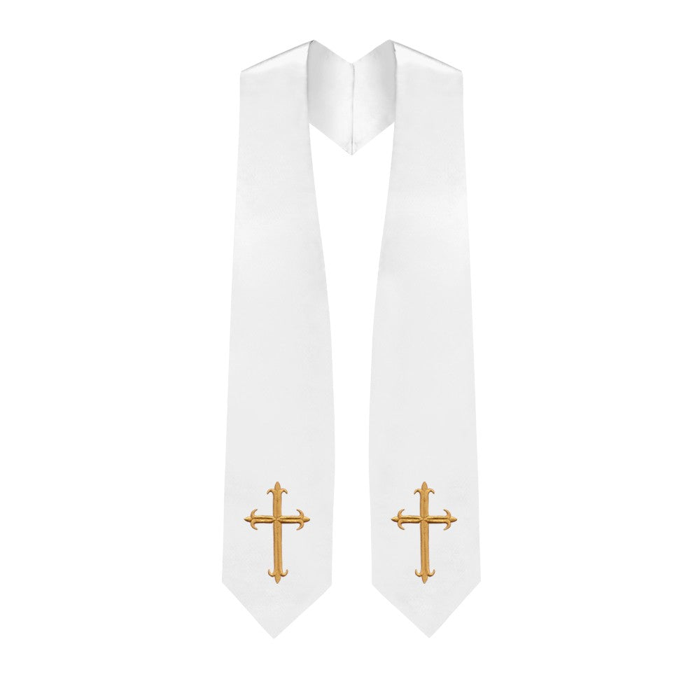 White Choir Stole with Crosses - Stoles.com