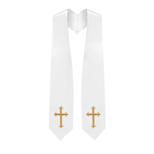 White Choir Stole with Crosses - Stoles.com