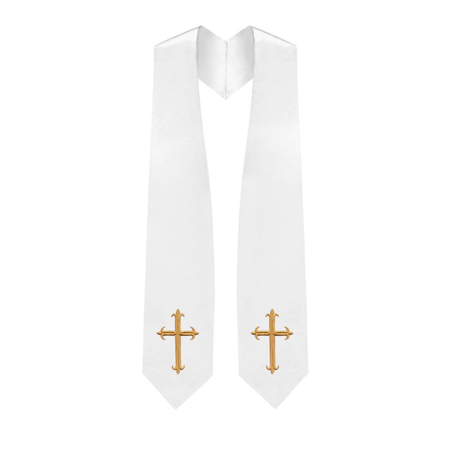 White Choir Stole with Crosses - Stoles.com