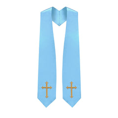 Light Blue Choir Stole with Crosses - Stoles.com