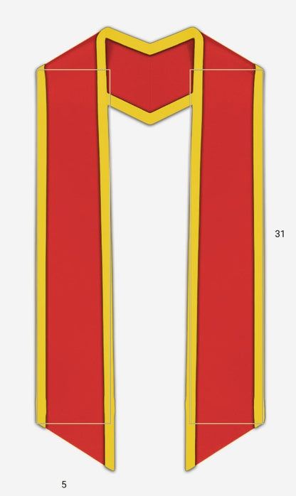 Plain Graduation Stole Slanted End With Gold Trim - 60" Long - Stoles.com