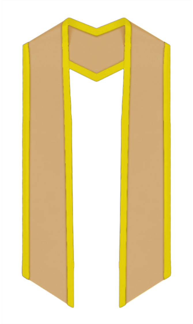 Plain Graduation Stole Slanted End With Gold Trim - 72" Long - Stoles.com