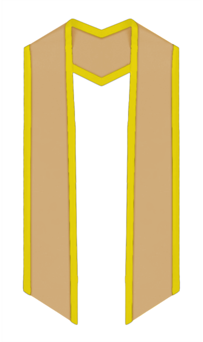 Plain Graduation Stole Slanted End With Gold Trim - 72" Long - Stoles.com