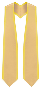 Plain Graduation Stole Pointed End With Gold Trim - 60" Long - Stoles.com