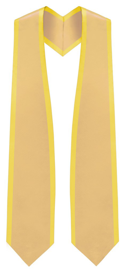 Plain Graduation Stole Pointed End With Gold Trim - 60" Long - Stoles.com