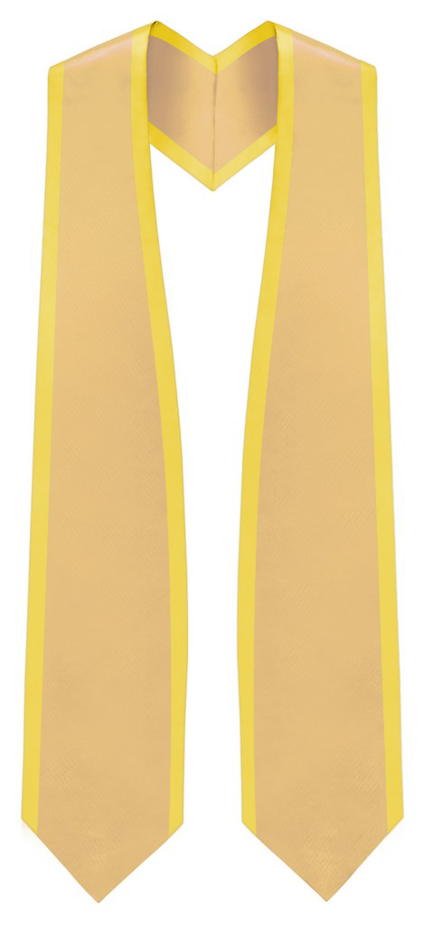 Plain Graduation Stole Pointed End With Gold Trim - 72" Long - Stoles.com