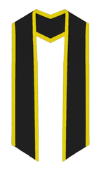 Plain Graduation Stole Slanted End With Gold Trim - 72" Long - Stoles.com
