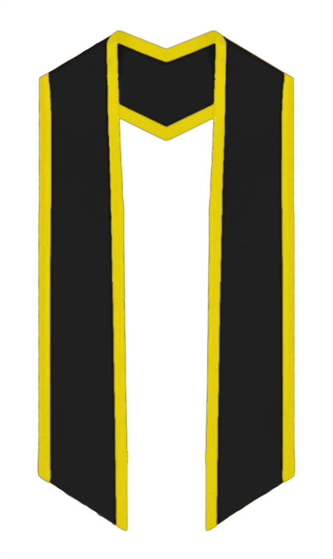 Plain Graduation Stole Slanted End With Gold Trim - 72" Long - Stoles.com