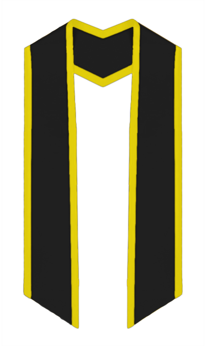 Plain Graduation Stole Slanted End With Gold Trim - 72" Long - Stoles.com