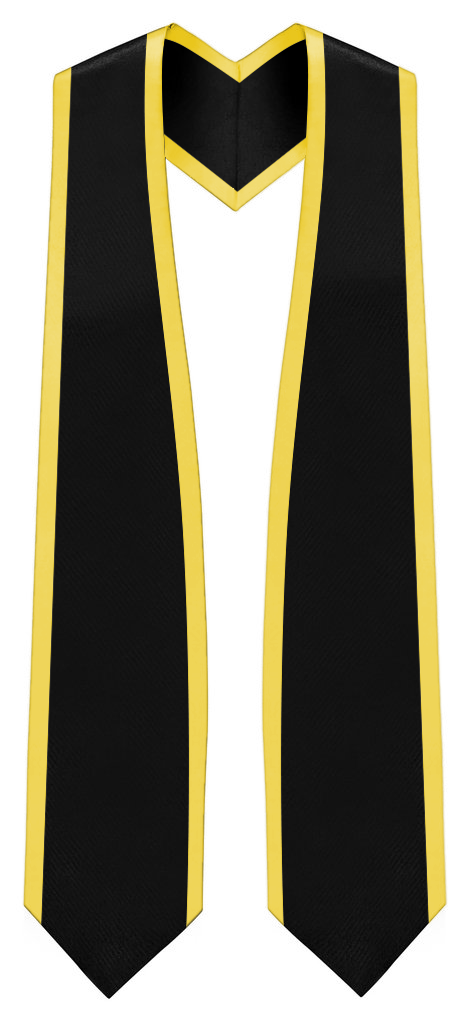 Plain Graduation Stole Pointed End With Gold Trim - 60" Long - Stoles.com
