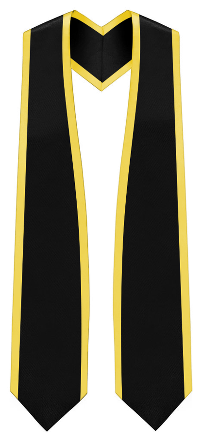 Plain Graduation Stole Pointed End With Gold Trim - 60" Long - Stoles.com