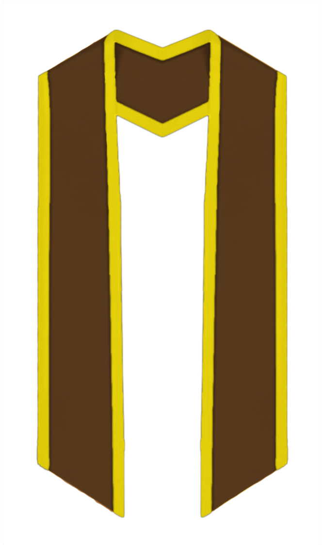Plain Graduation Stole Slanted End With Gold Trim - 72" Long - Stoles.com