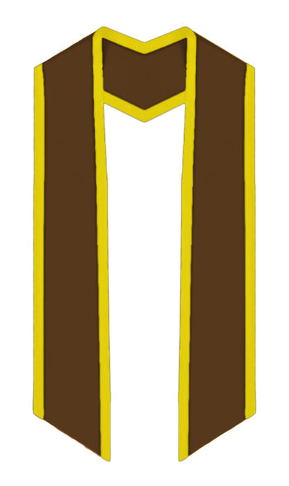 Plain Graduation Stole Slanted End With Gold Trim - 72" Long - Stoles.com