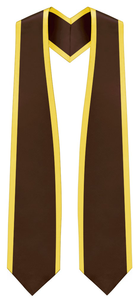 Plain Graduation Stole Pointed End With Gold Trim - 60" Long - Stoles.com