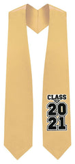 Antique Gold "Class of 2021"  Graduation Stole