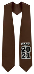 Brown "Class of 2021" Graduation Stole