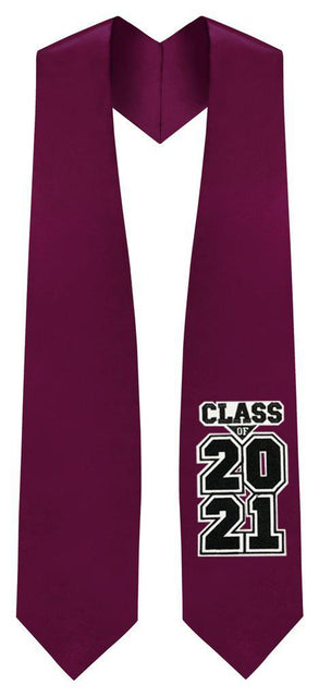 Maroon "Class of 2021" Graduation Stole