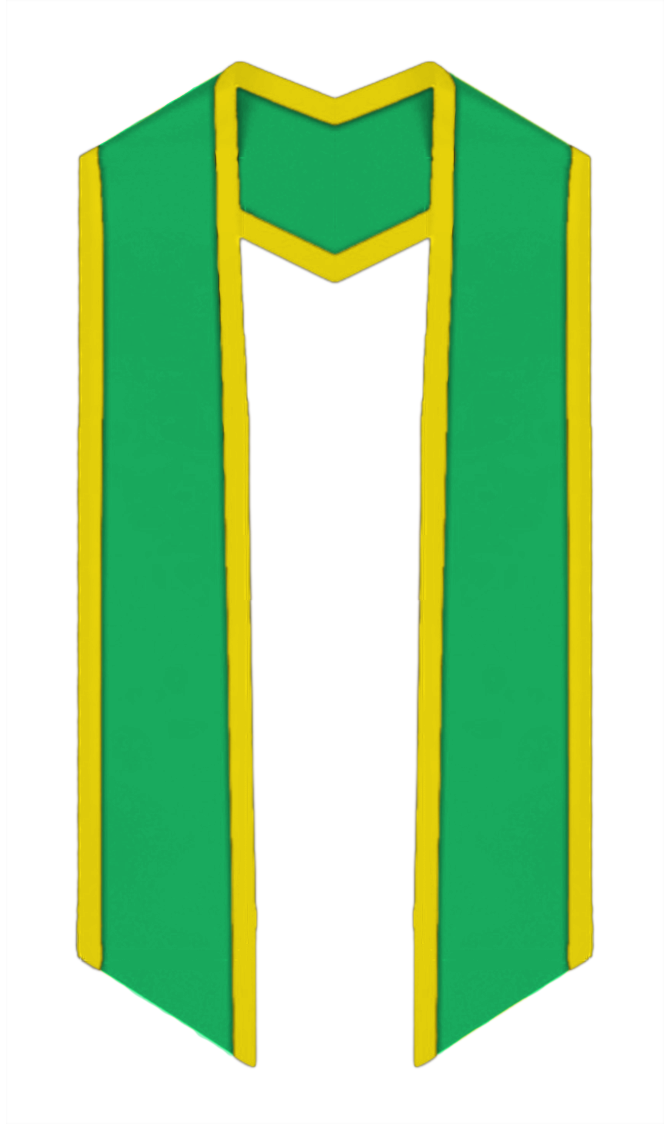 Plain Graduation Stole Slanted End With Gold Trim - 72" Long - Stoles.com