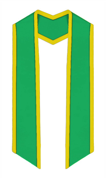 Plain Graduation Stole Slanted End With Gold Trim - 72" Long - Stoles.com